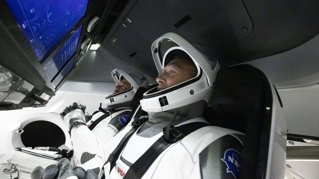Bob and Doug in the SpaceX Dragon capsule. Source: SpaceX